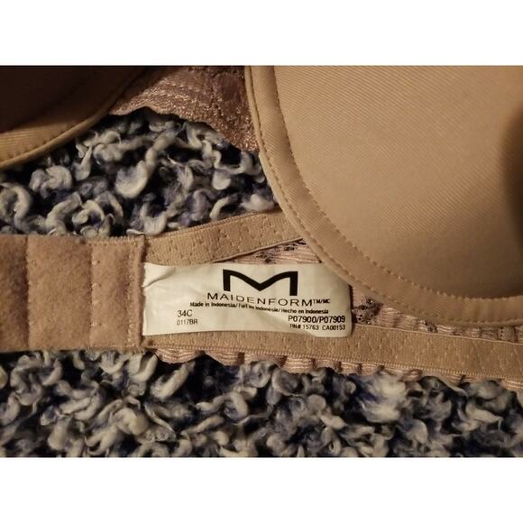 Maidenform Women's Bra Beige Taupe Underwire Lace Light Padding 0117BR Size 34C - Picture 10 of 12